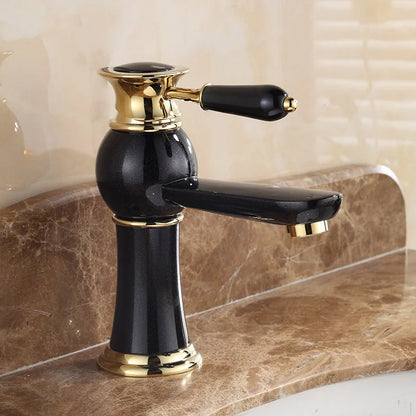 DecorBites™ Gold Brass Single Handle Bathroom Mixer Taps for Counter top Basin