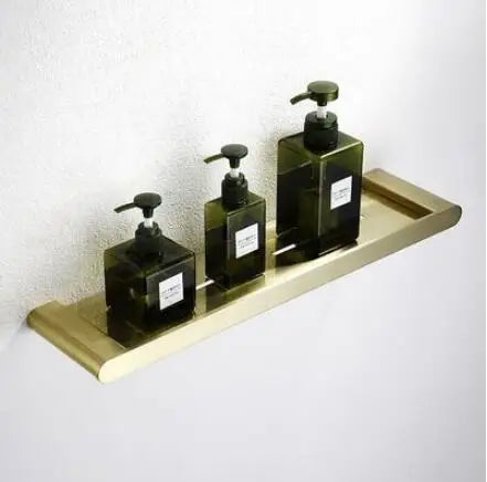 DecorBites™ Brushed Gold Bathroom Hardware Set: Towel Rack, Paper Holder, Toilet Brush Holder, Hooks