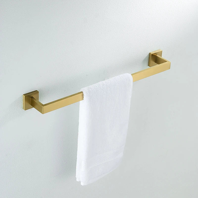 DecorBites™ Brushed Gold Bathroom Hardware Set - Robe Hook, Towel Rail, Tissue Holder & more