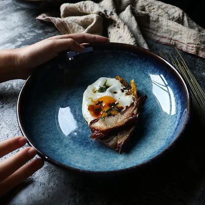 DecorBites™ Ceramic Salad Bowl - 8.5inch Deep Dish Plate - Eco-Friendly Porcelain Bowl