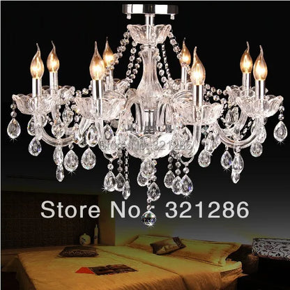 DecorBites™ Crystal K9 Chandelier: Modern 8-Arm LED Bedroom & Living Room Lighting