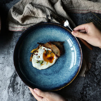 DecorBites™ Ceramic Salad Bowl - 8.5inch Deep Dish Plate - Eco-Friendly Porcelain Bowl