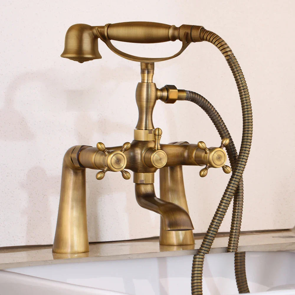 DecorBites™ Golden Bathtub Faucet with Handshower and 2 Handles