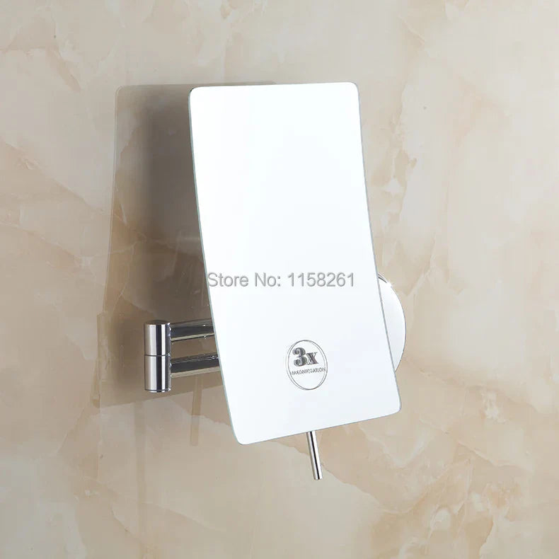مرآة مكياج حائطية مُكبّرة 3 مرات للحمام مع ذراع قابلة للطي من DecorBites™ - Lady Square