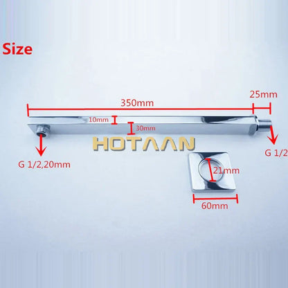 رأس دش مطري رفيع للغاية من DecorBites™ مقاس 20 سم × 20 سم مع ذراع بطول 42 سم