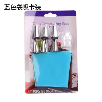 DecorBites™ 8pc Silicone Piping Bag & 6pc Nozzle Set for Cake Decorating