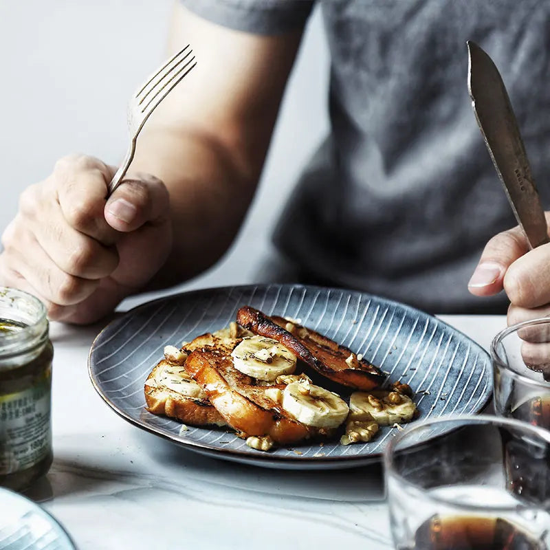 Plato llano de cerámica DecorBites™ - Plato base de estilo japonés con diseño retro