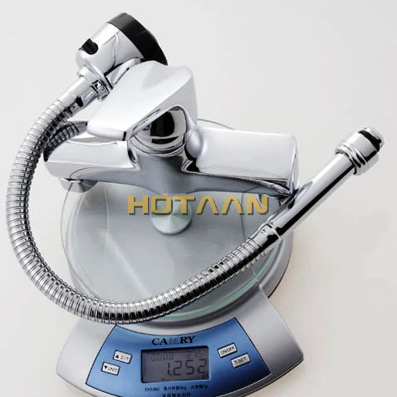 DecorBites™ Dual Hole Brass Chrome Kitchen Sink Tap Mixer