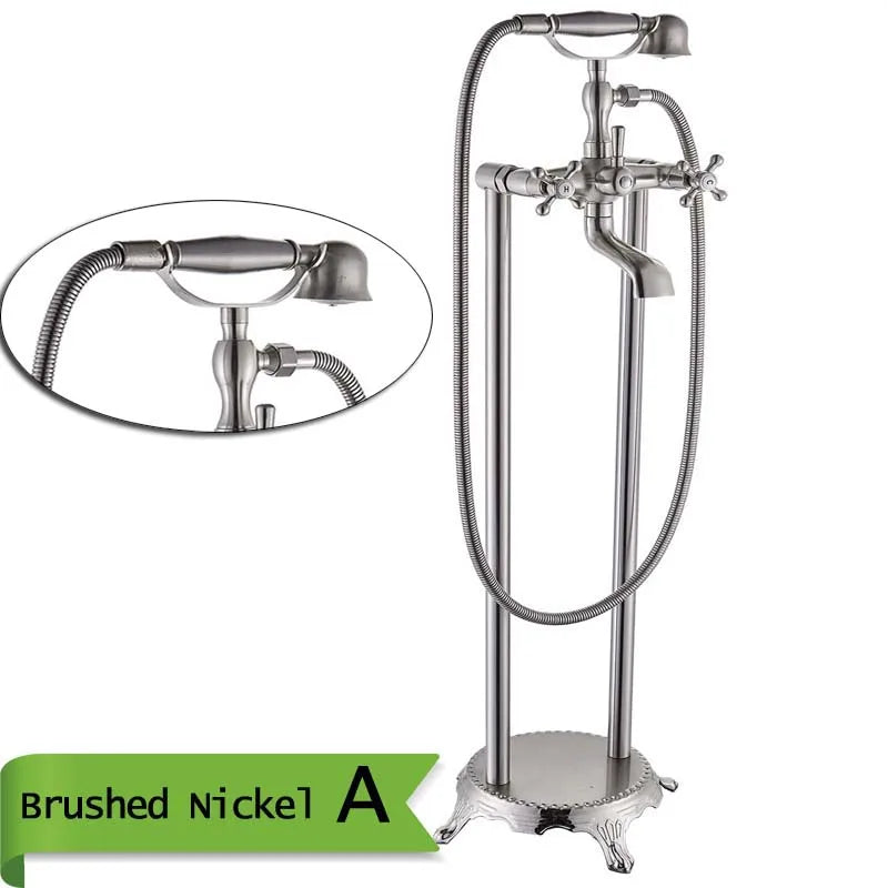 حشو حوض استحمام مستقل من نحاس عتيق من DecorBites™ مع دش يدوي