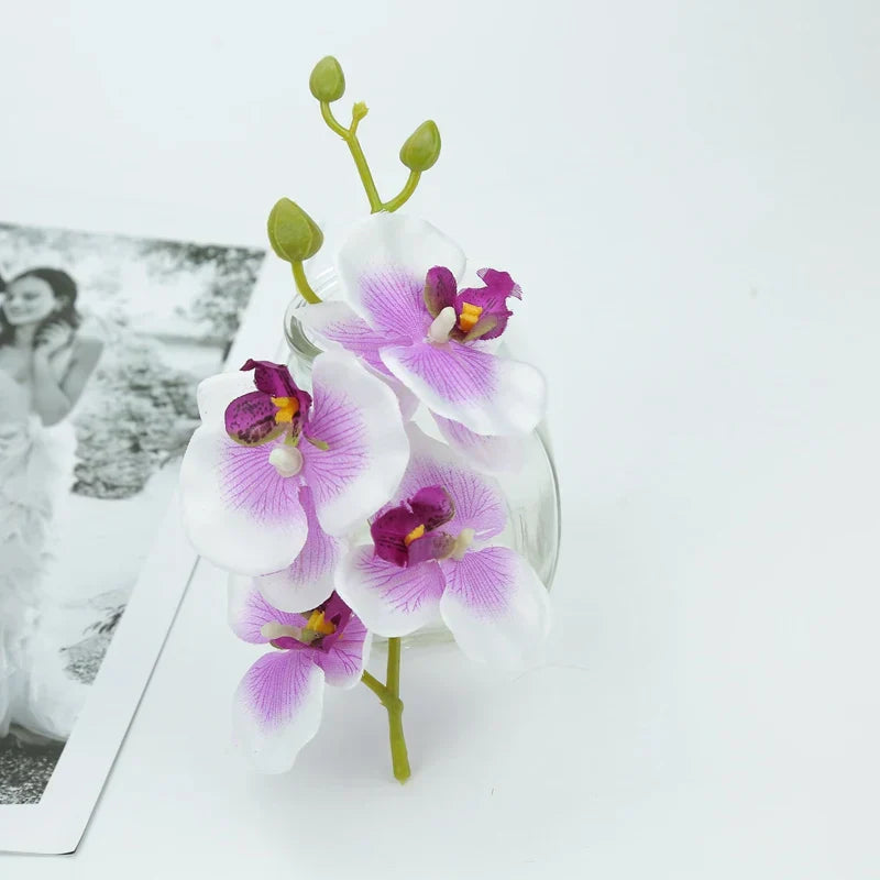 DecorBites™ Artificial Butterfly Orchid Bouquet Silk Flowers for Home Wedding Decoration Bouquet