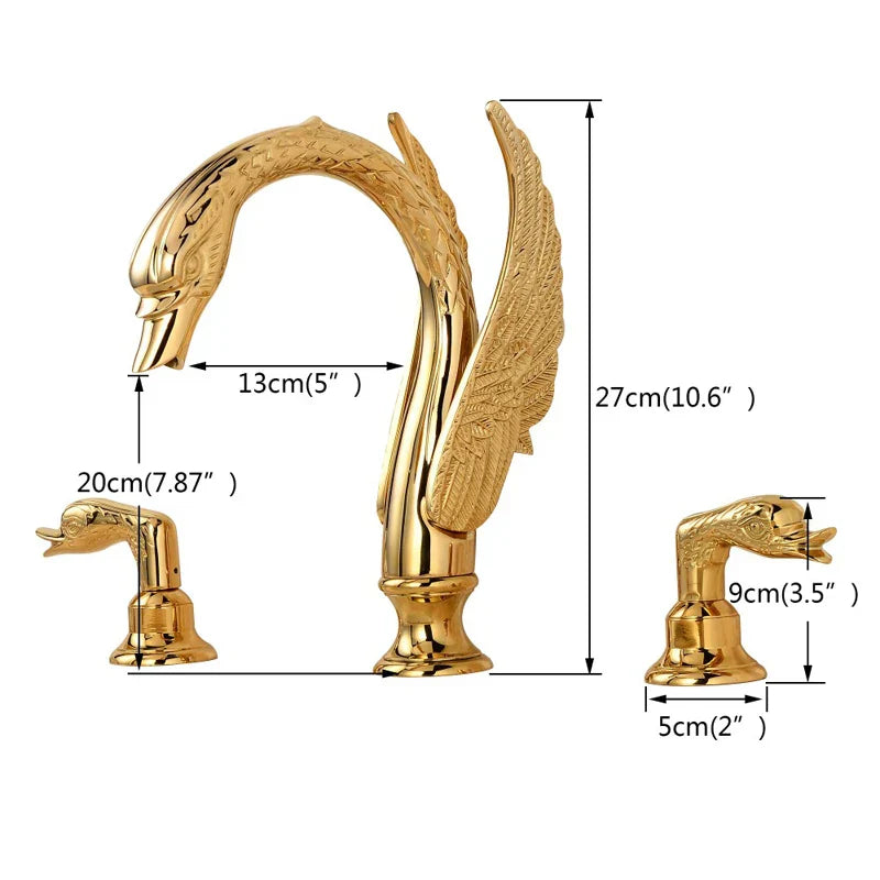 DecorBites™ Golden Swan Bathtub Faucet Set with Brass Hand Shower.