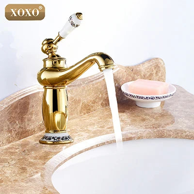 DecorBites™ Bathroom Basin Faucet Deck Mounted Hot Cold Mixer 50045GT