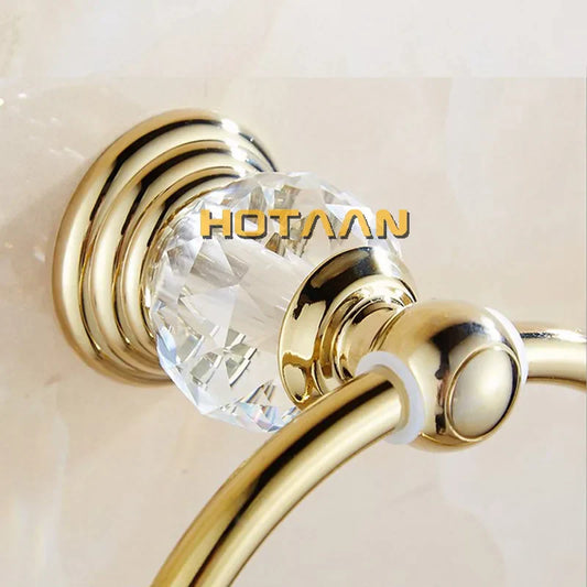 DecorBites™ Golden Crystal Towel Ring Wall Mounted Bathroom Rack