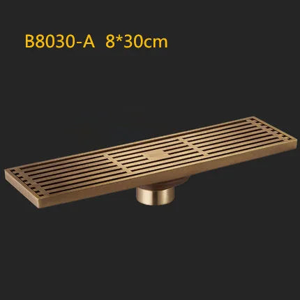 مصفاة أرضية دش خطية من نحاس عتيق من DecorBites™ مع غطاء منحوت فني