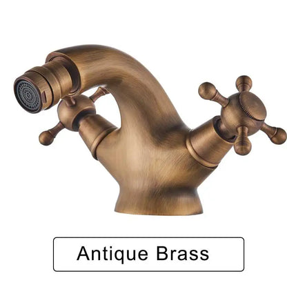 DecorBites™ Dual Handle Bidet Faucet for Vessel Sink, Deck Mounted Water Mixer Tap