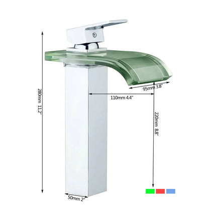 DecorBites™ LED Waterfall Basin Mixer Faucet Chrome Finish Single Handle Sink Tap
