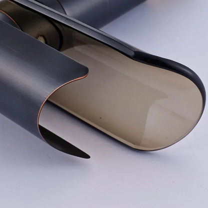 Grifo mezclador de lavabo tipo cascada con caño de cristal en bronce negro DecorBites™ - Grifo de encimera para montaje sobre cubierta