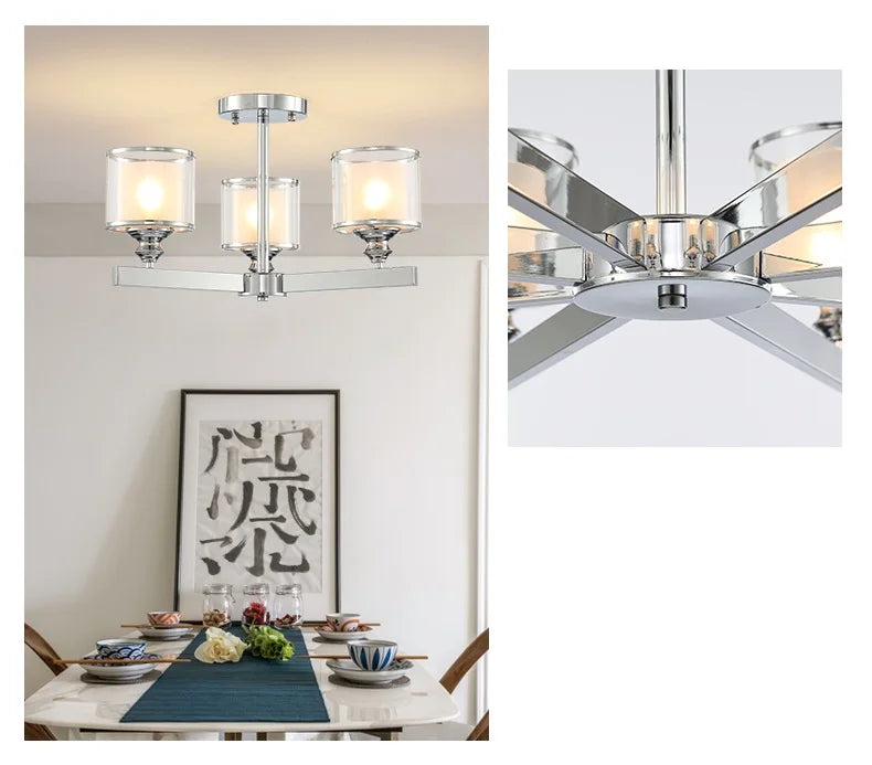 DecorBites™ Double Glass LED Crystal Chandelier in Chrome Finish for Living Room