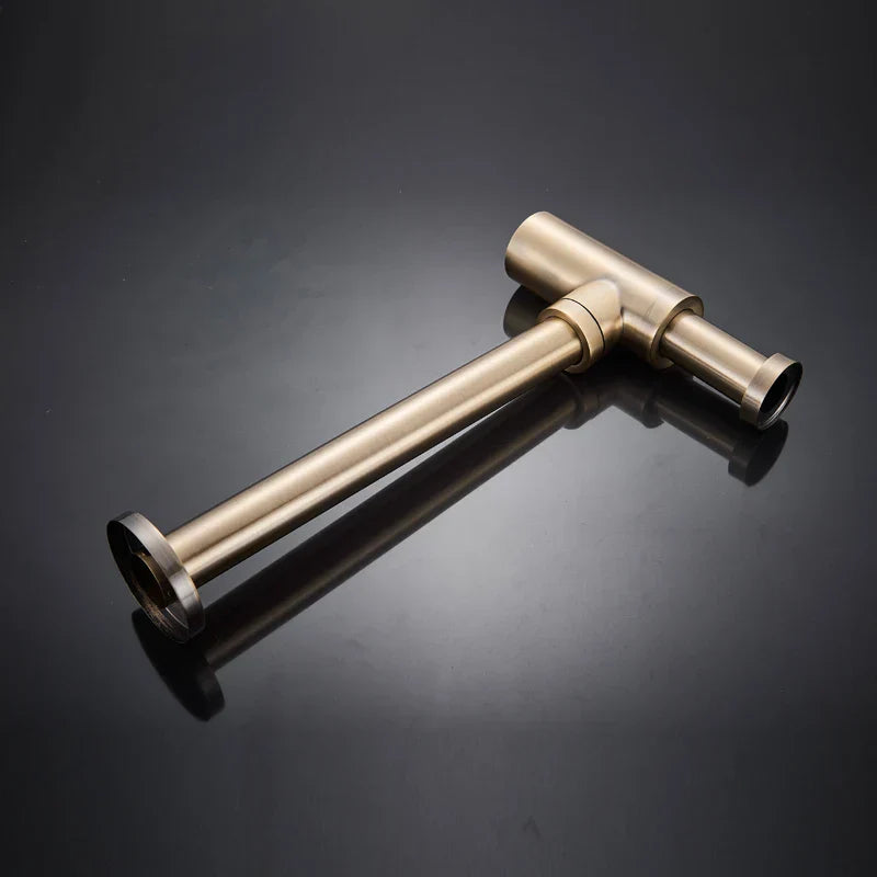 DecorBites™ حوض غسيل حمام دائري من النحاس العتيق مزود بمصرف منبثق على شكل حرف P