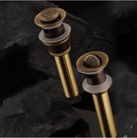 DecorBites™ Brass Bathroom Sink Push-down Pop Up Drain - High Quality Lavatory Faucet Accessories