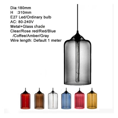 Decorbites™ Glas-Schalen-Pendant-Lampen: Moderne bunte E27 Hänge-Lampen für Küche, Wohnzimmer, Schlafzimmer.