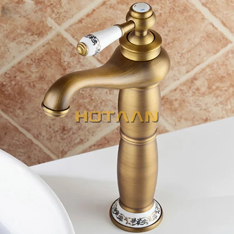 صنبور حوض ديكوربايتس™ من النحاس البرونزي العتيق - صنبور خلاط فاخر على الطراز الأوروبي