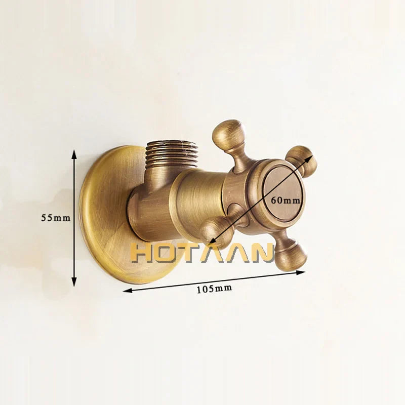 صمام مثلث من النحاس العتيق للتحكم في المياه في صنبور الحمام DecorBites™ صمام زاوية 1/2*1/2