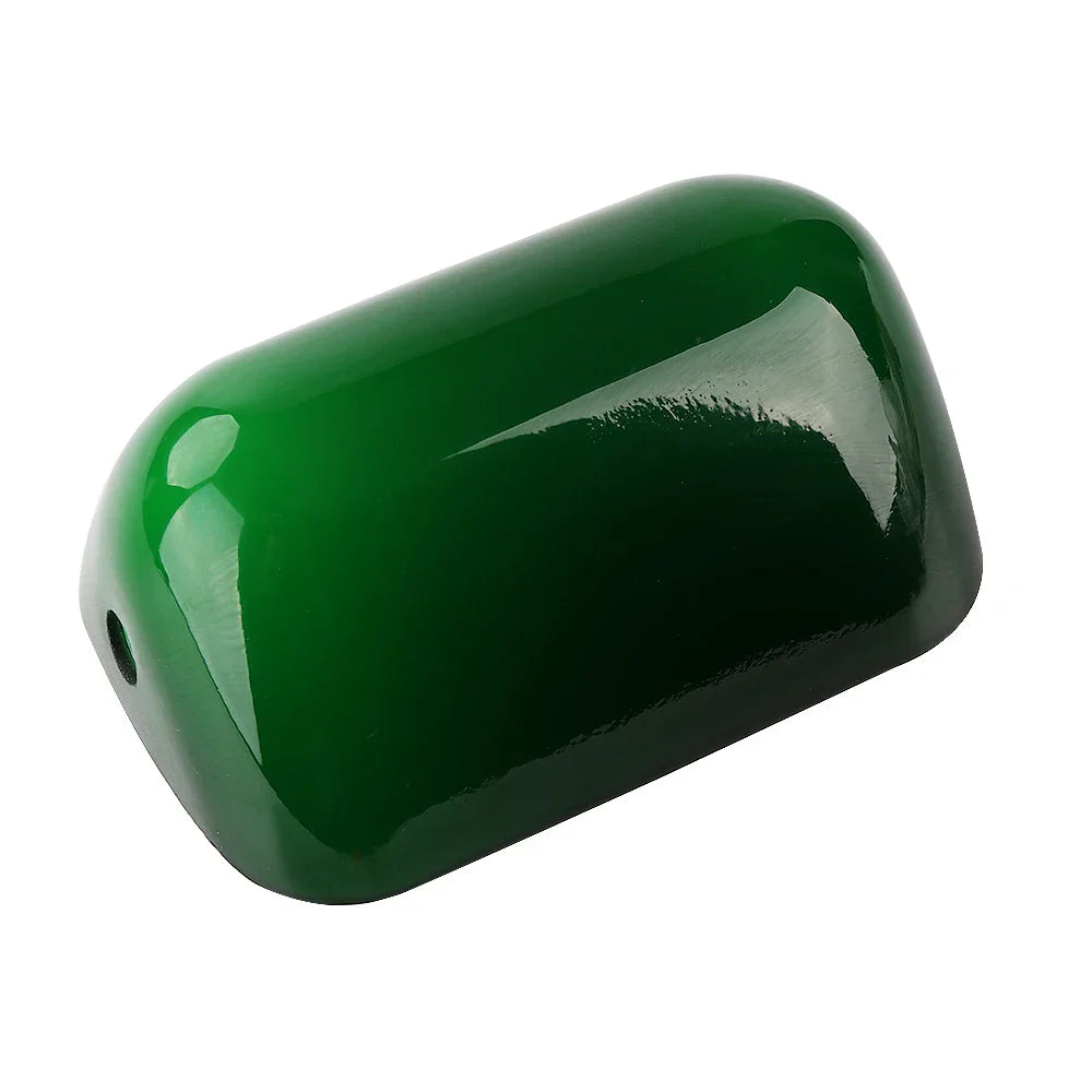 DecorBites™ Glass Bankers Lamp Cover | Green/White Cased Replacement Shade L15cm x W9.5cm