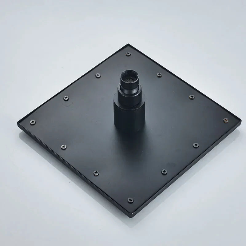 Grifo de ducha DecorBites™ de latón negro con mezclador de 2 vías, teleducha y rociador tipo lluvia