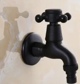 DecorBites™ Brass Black Oil Brushed Double Washing Machine Faucet Tap