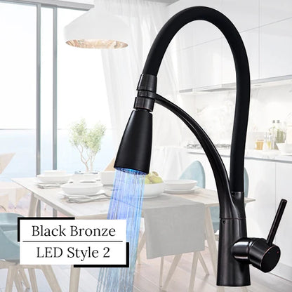 DecorBites™ LED Swivel Pull Down Kitchen Faucet with Hot and Cold Water Mixer