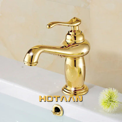 DecorBites™ Gold Brass Bathroom Basin Faucet with Ceramic Mixer Tap