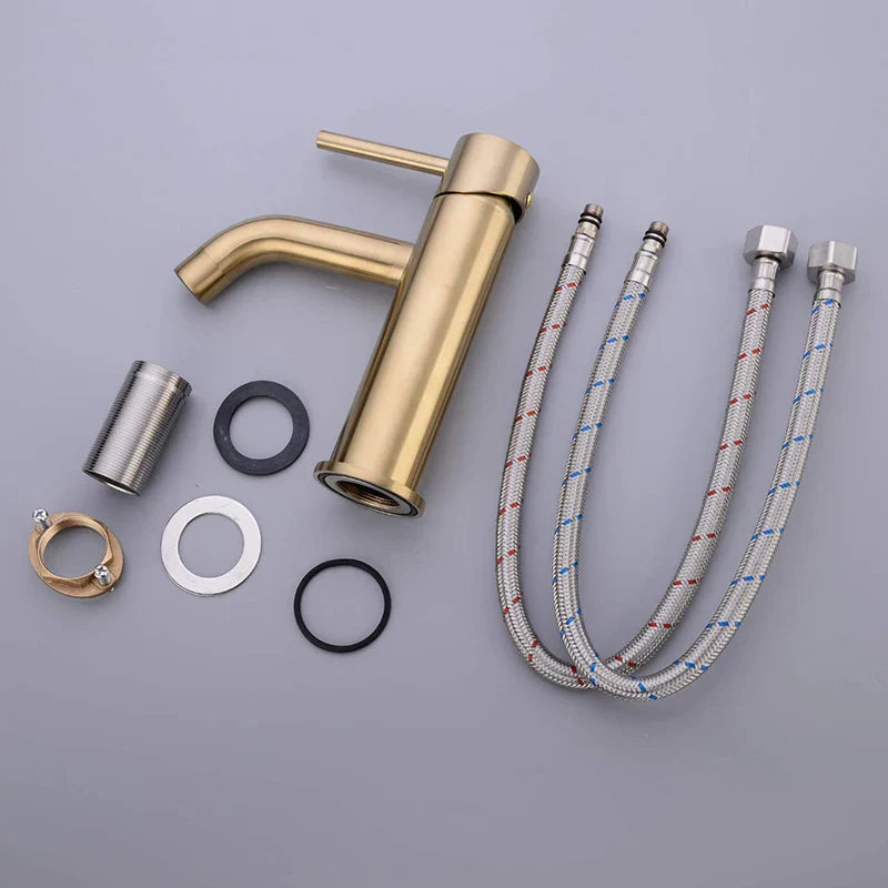 DecorBites™ Golden Brass Basin Faucet Deck Mounted Vessel Sink Mixer Tap Hot Cold