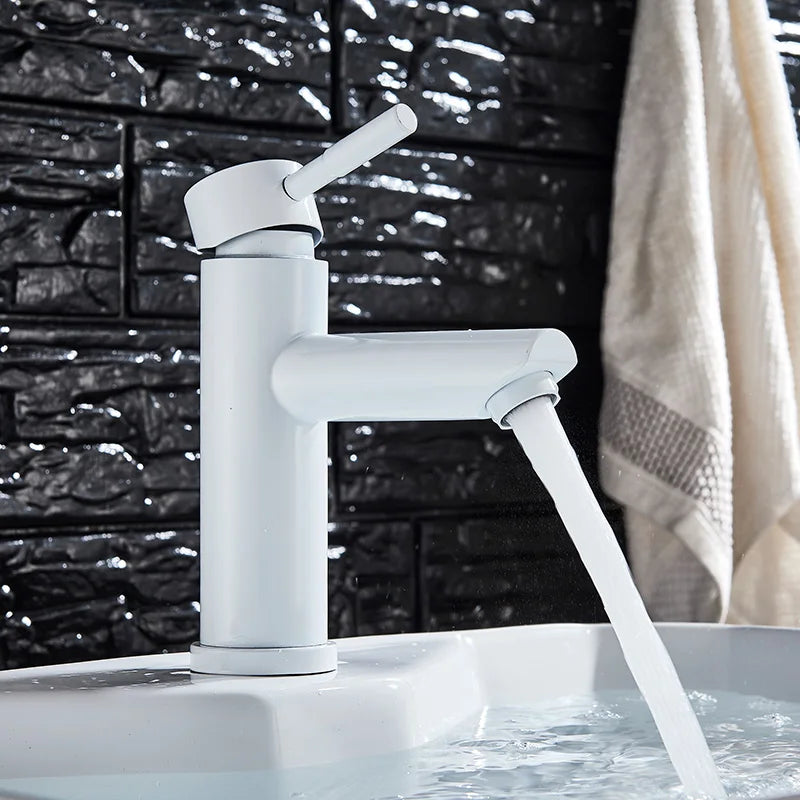 DecorBites™ Brushed Gold Solid Brass Bathroom Faucet Single Handle Deck Mounted Tap