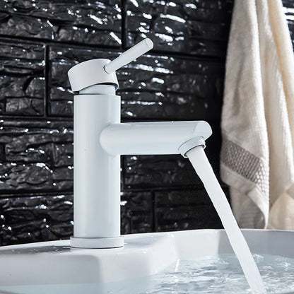 DecorBites™ Brushed Gold Solid Brass Bathroom Faucet Single Handle Deck Mounted Tap