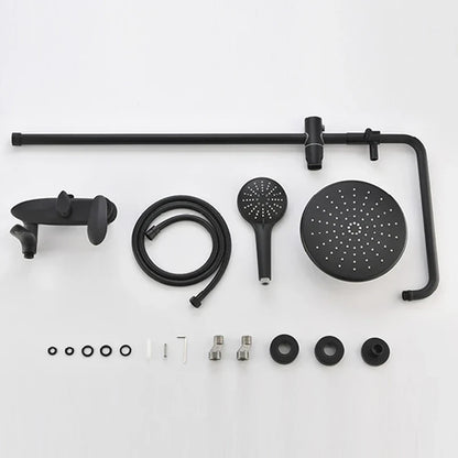DecorBites™ Black Brass Wall Mounted Bathtub Faucet Set - Rain Shower Head, Handheld, Square