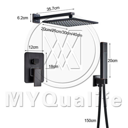 DecorBites™ Black Bronze Shower Faucet Set with Rainfall Mixer Tap & 2-ways Valve