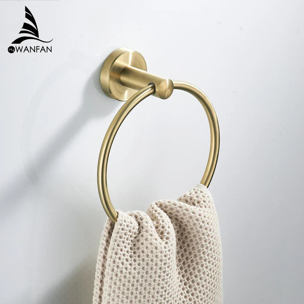 DecorBites™ Golden Swan Bath Hardware Set: Towel Rack, Toilet Paper Holder, Tissue Roll Holder
