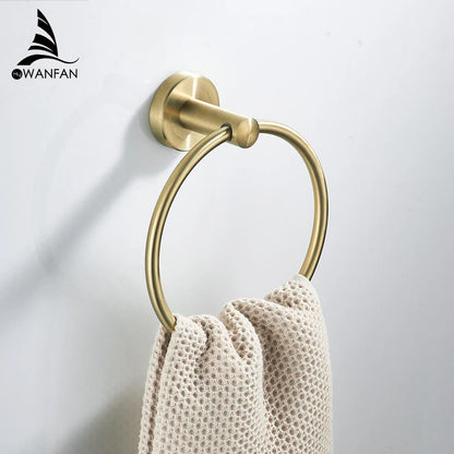DecorBites™ Golden Swan Bath Hardware Set: Towel Rack, Toilet Paper Holder, Tissue Roll Holder