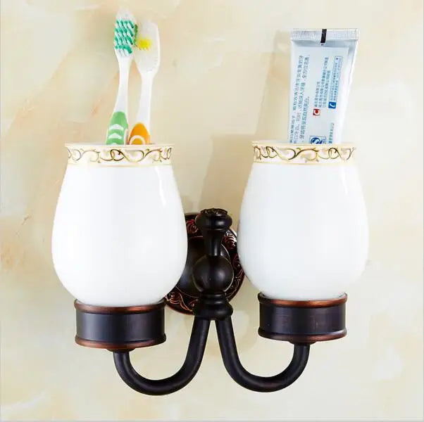 DecorBites™ Carved Flowers Blackened Copper Bathroom Accessories Set