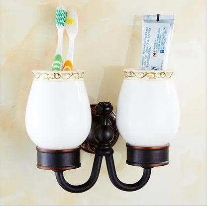 DecorBites™ Carved Flowers Blackened Copper Bathroom Accessories Set