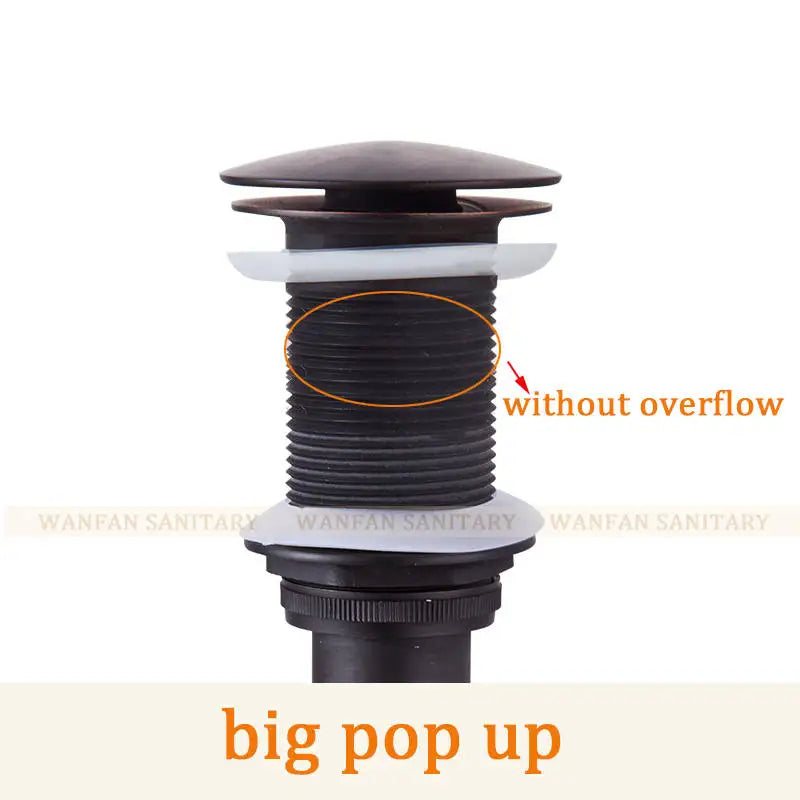DecorBites™ Brass Black Pop Up Drain Stopper with Overflow for Vessel Sink
