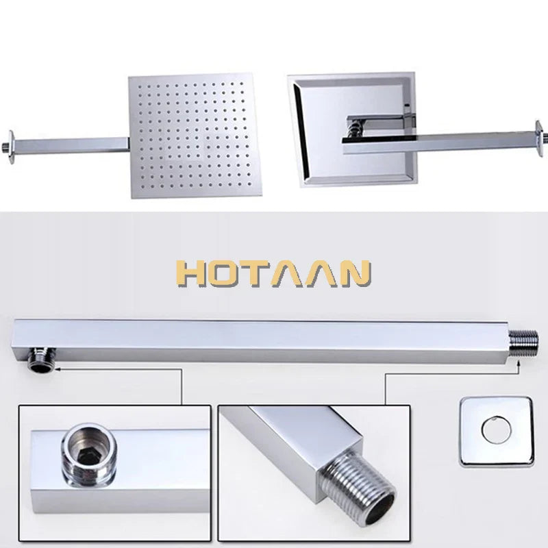 DecorBites™ 12 Inch Stainless Steel Rain Shower Head with Arm - Water Saving Top Shower