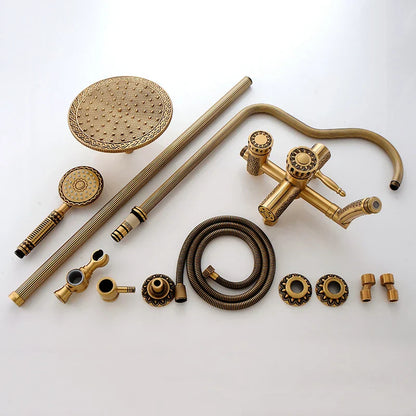 DecorBites™ Black Brass Shower Faucet Set with Wall Mount Hand Held Shower Head - 9712