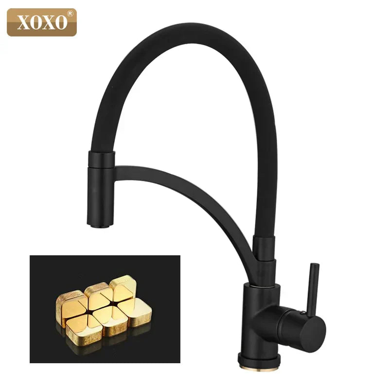 DecorBites™ Black Chrome Kitchen Tap Faucet Pull Down Mixer for Sink.