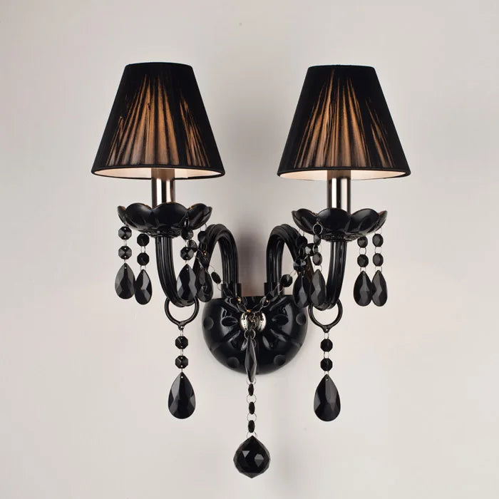 DecorBites™ Crystal Wall Lamp with Candle LED E14 Bulbs in Black