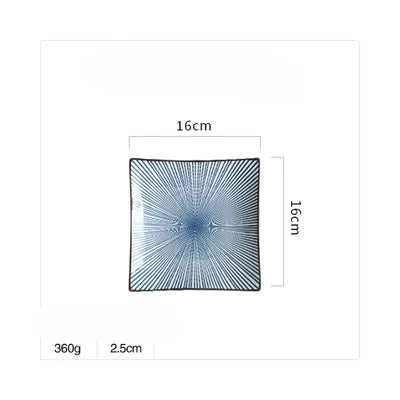 Plato cuadrado de porcelana fina DecorBites™ - Diseño de plantas en azul y blanco