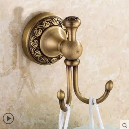 Juego de accesorios de baño DecorBites™ de cobre tallado: estante para toallas, toallero, portarrollos de papel, gancho para ropa