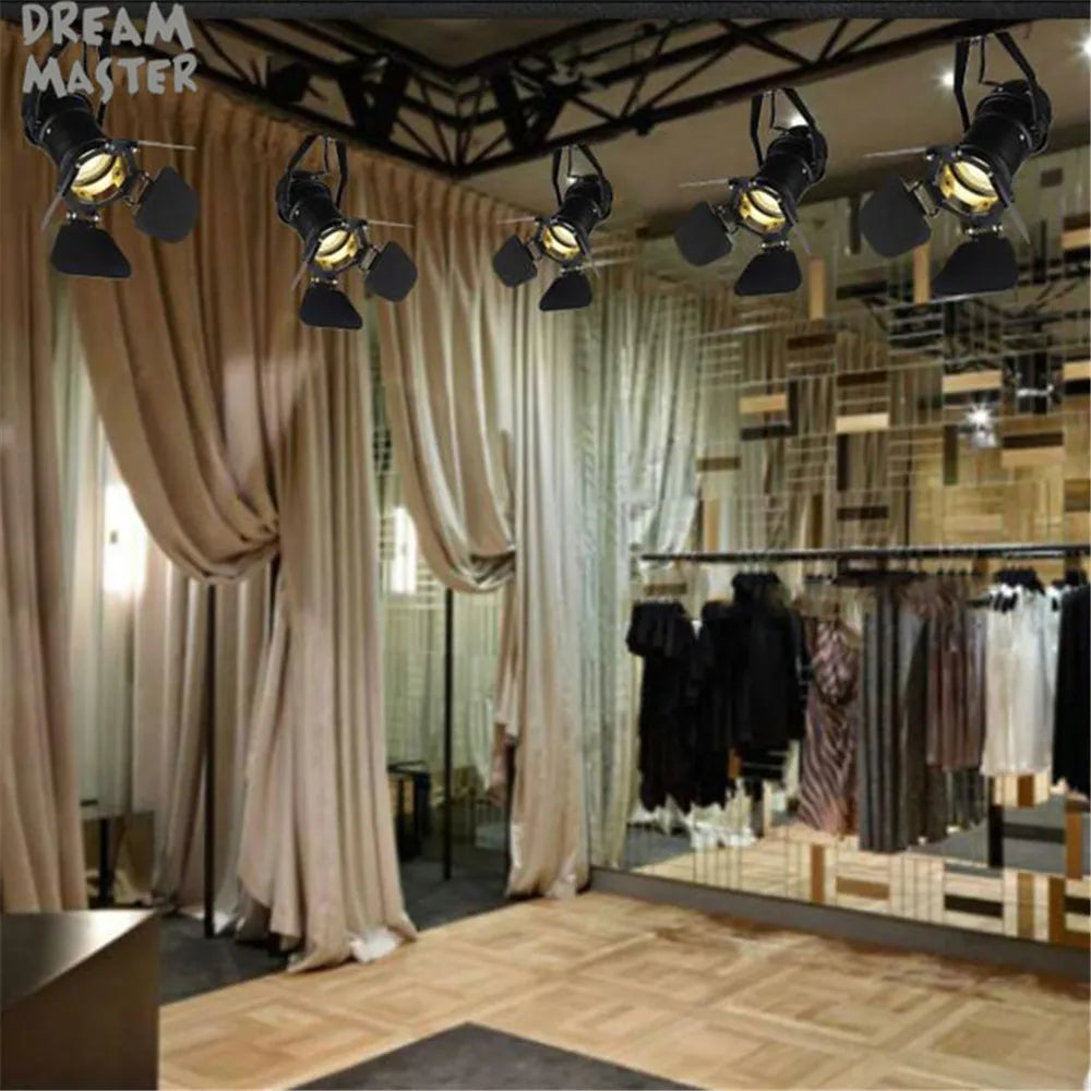 DecorBites™ Industrial Spotlight Rail Light with Barndoor for Clothes Store Lighting