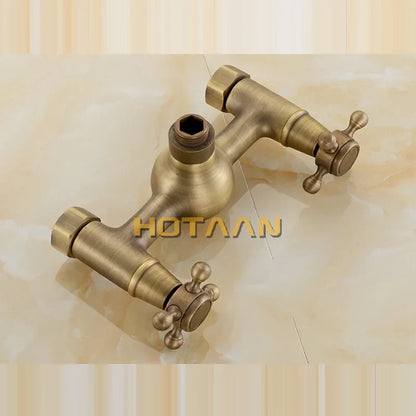 DecorBites™ Antique Brass Hand Held Shower Head Kit for Bath Wall Mount